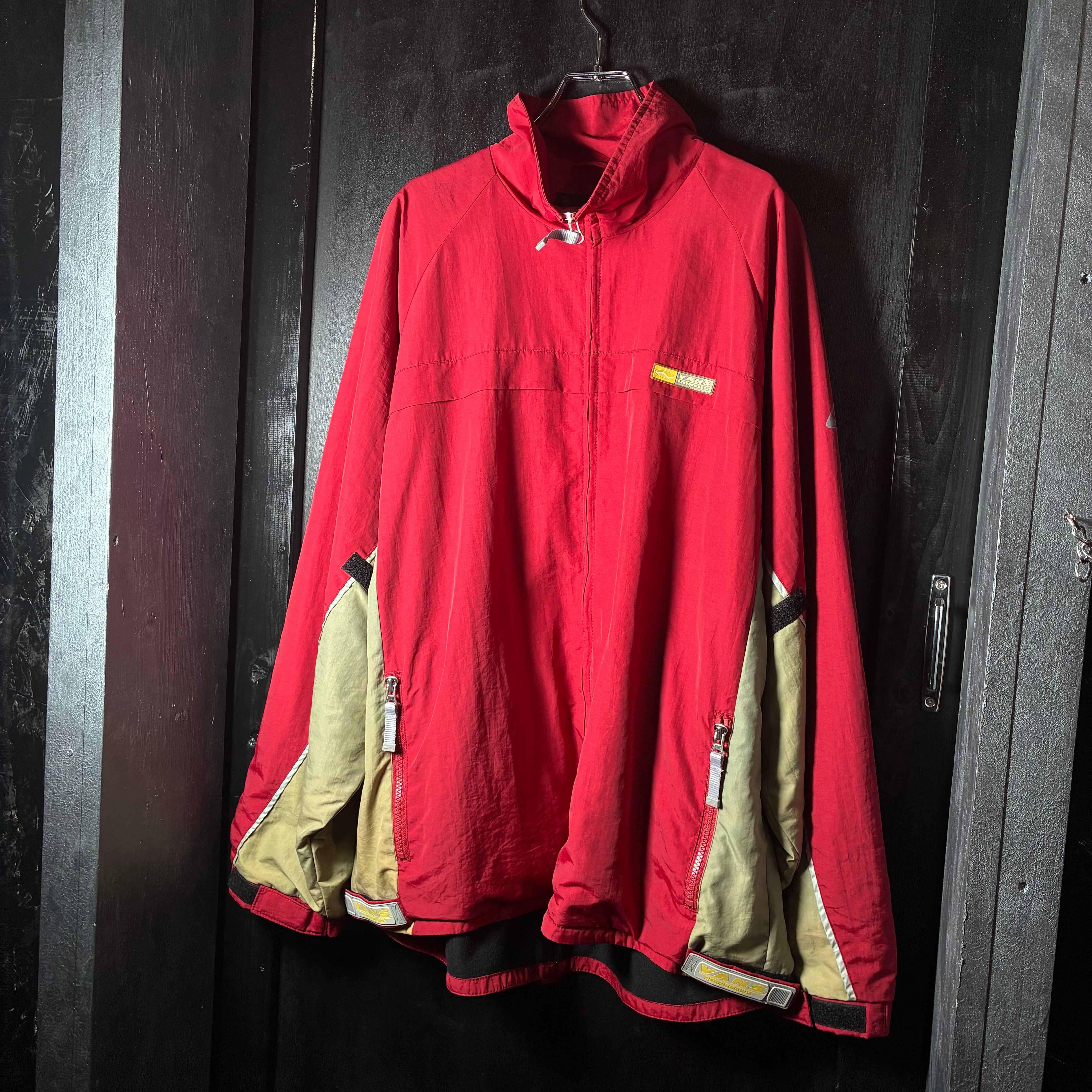 90s〜00s OLD VANS ナイロンジャケット 赤×ベージュ バンズ L | 古着屋