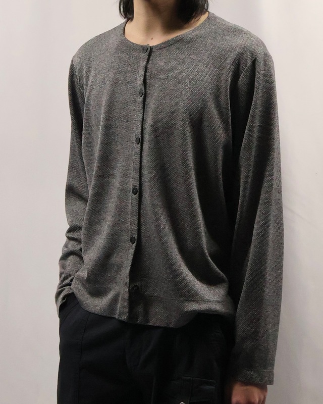 box silhouette crew neck cardigan