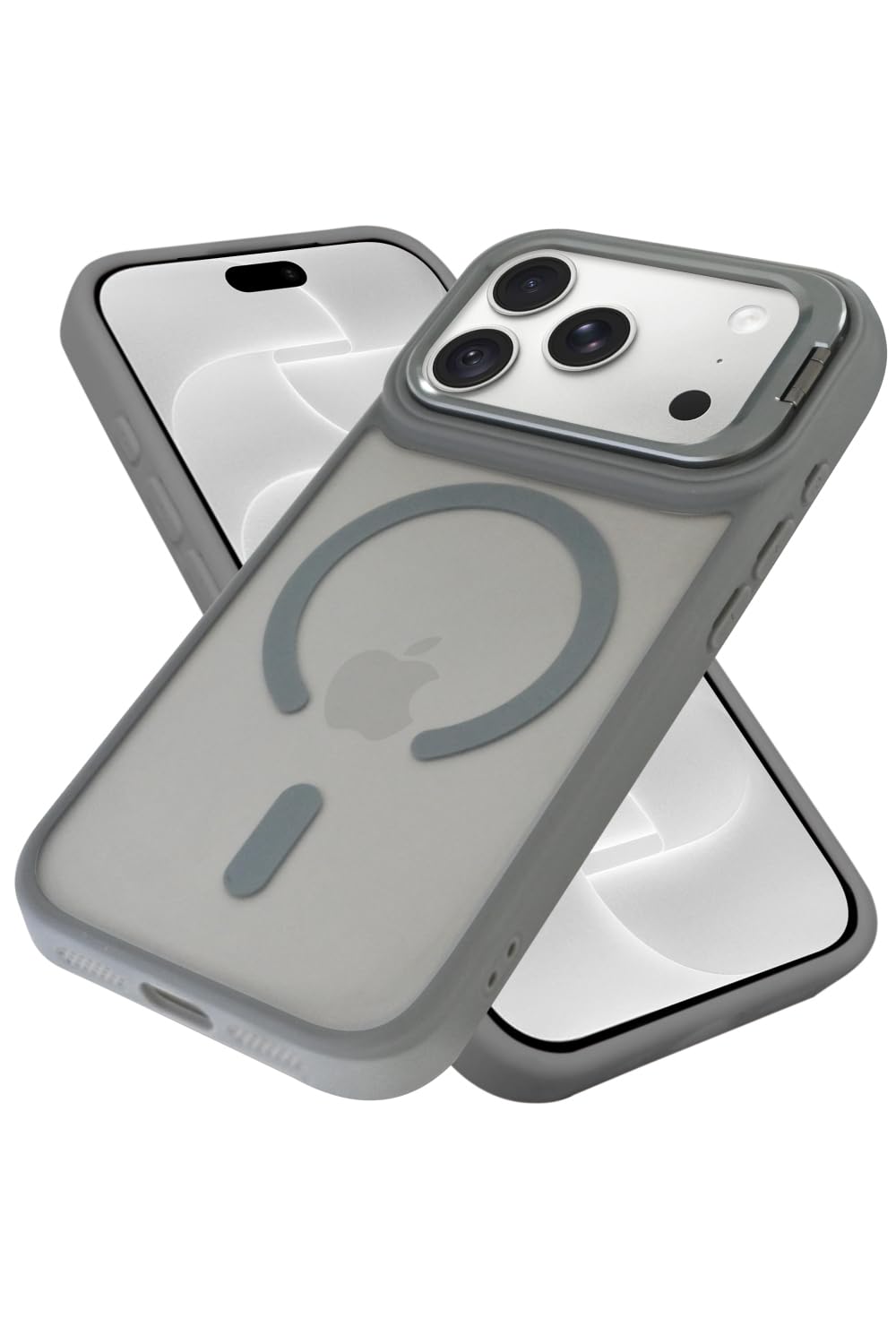 シズカウィルRe iPhone 18 Pro / 17Pro 用 スマホケース MagSafe対応 耐衝撃 スタンド付き マット グレー 1個入り