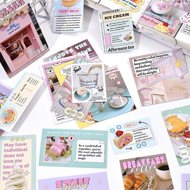 seal-0222|Sweet Roll Party コラージュステッカー|手帳デコ コラージュ シール seal-0222|Sweet Roll Party コラージュステッカー|手帳デコ コラージュ シール