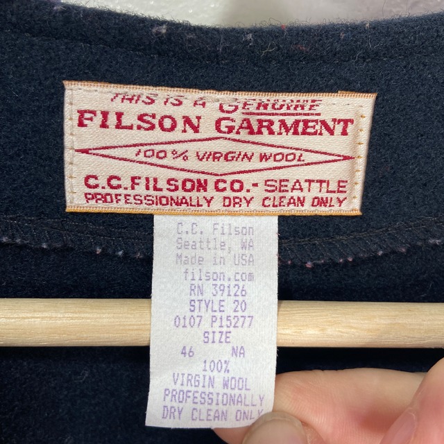 『送料無料』FILSON フィルソン　マッキーノベスト　USA製　ウール　サイズ46 紺