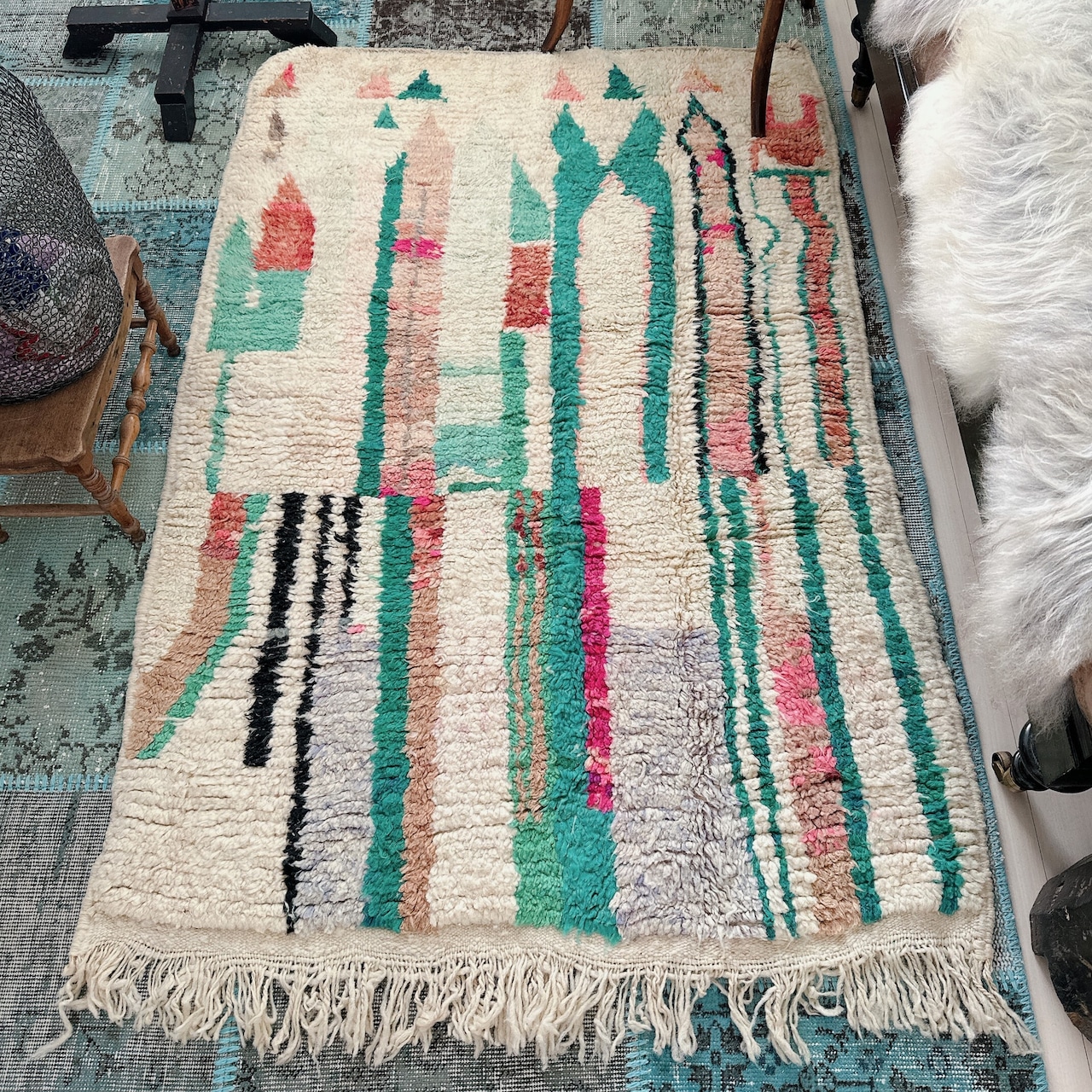 モロッコ ヴィンテージラグ MR001 | ブジャド | 103cm × 153cm