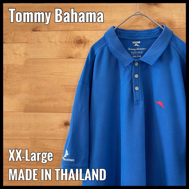 【Tommy Bahama】ビッグサイズ ポロシャツ 2XL 企業系 刺繍ロゴ カジキマグロ トミーバハマ US古着 アメリカ古着