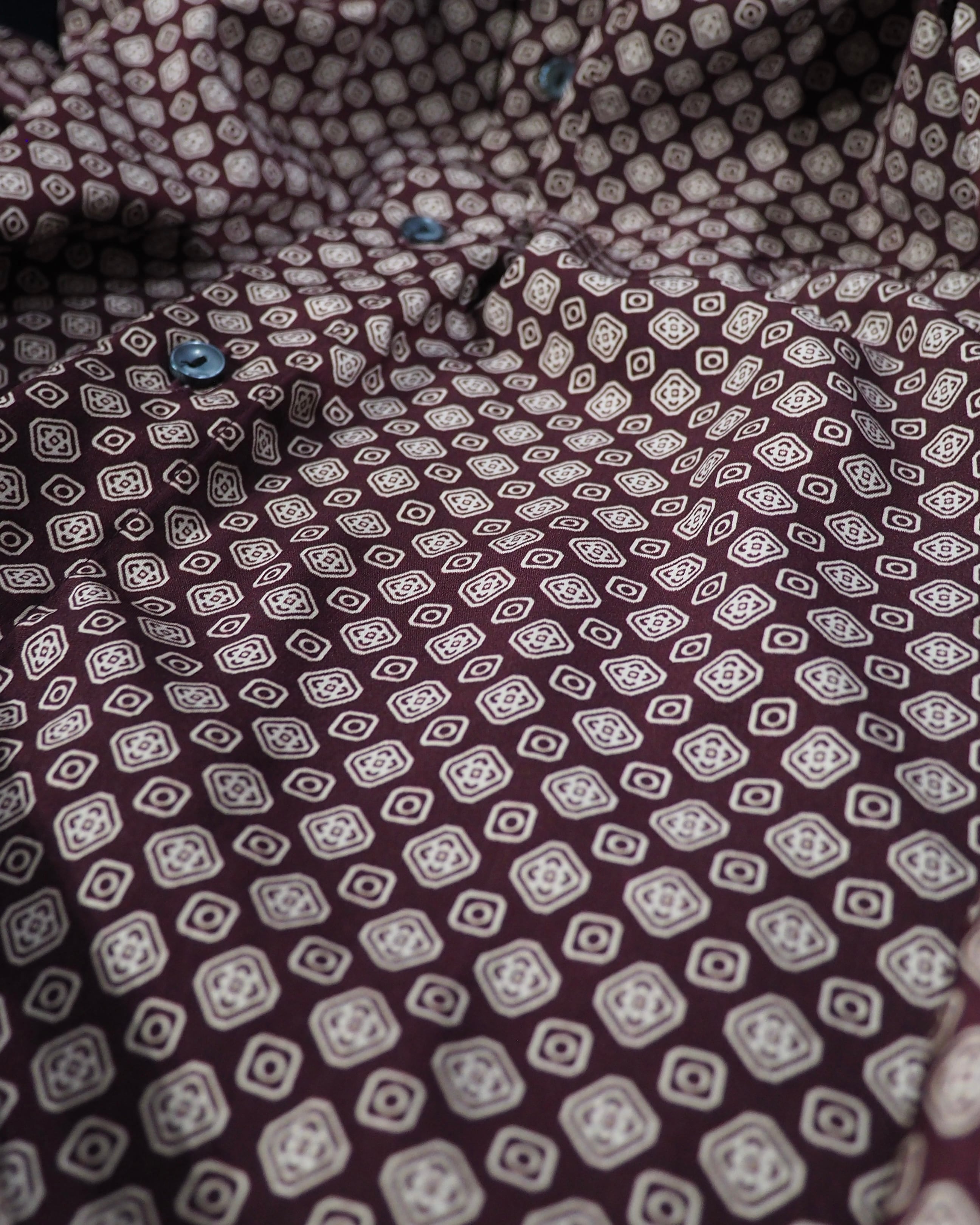 1990s Geometric Dot pattern vintage Drape loose Stand collar Shirt