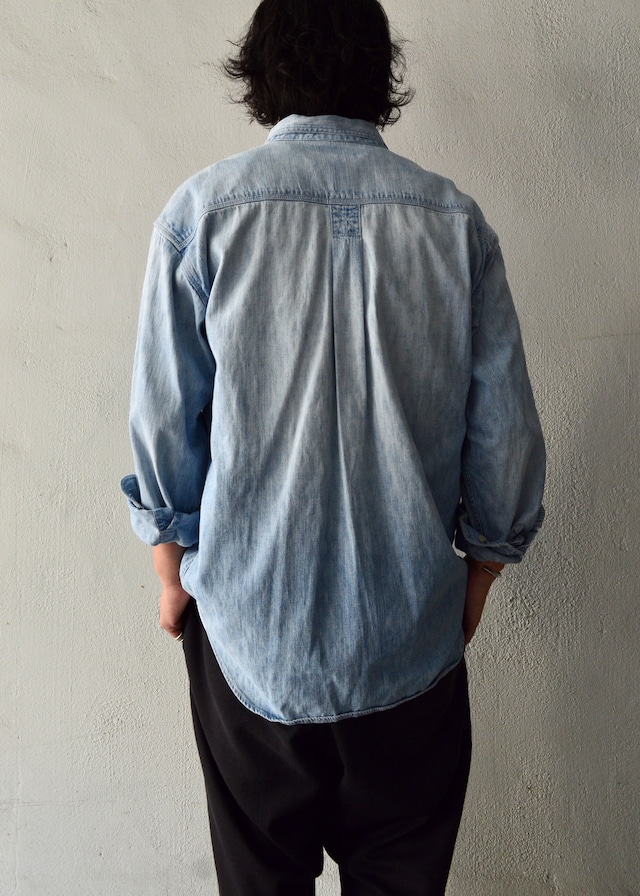 NUOVO County Seat 1980's-90's From USA Heavy Weight Flap Work Denim Shirt ヌーヴォ 80s デニムシャツ
