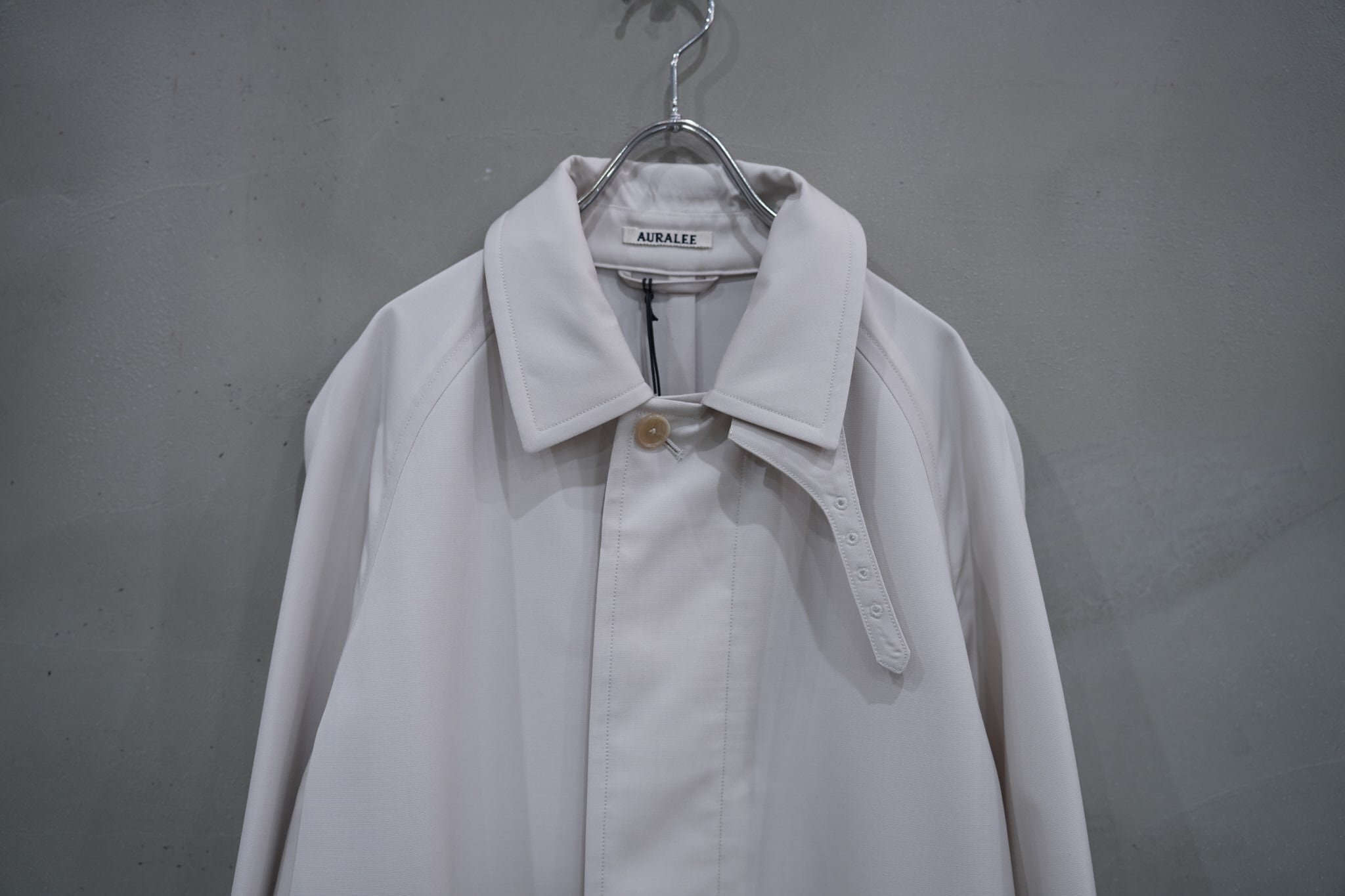 AURALEE wool Max canvas chambray SOUTIEN collar coat | Connecter