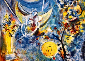 マルク・シャガール絵画「愛しのベラ」作品証明書・展示用フック・限定375部エディション付複製画ジークレ
