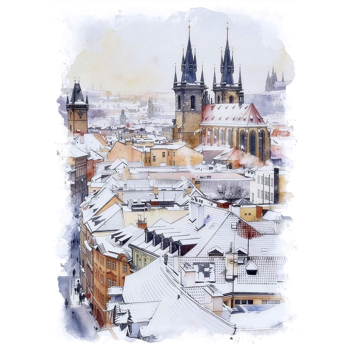 絵画 風景画(街並み) ベルギー ブルージュの運河沿いの風景 インテリア