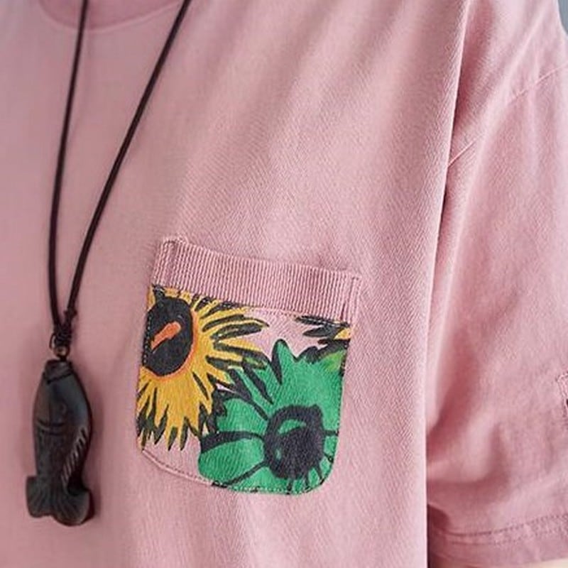 半袖ひまわりボックスTシャツ（4色）10003 | さらり＊ふわり