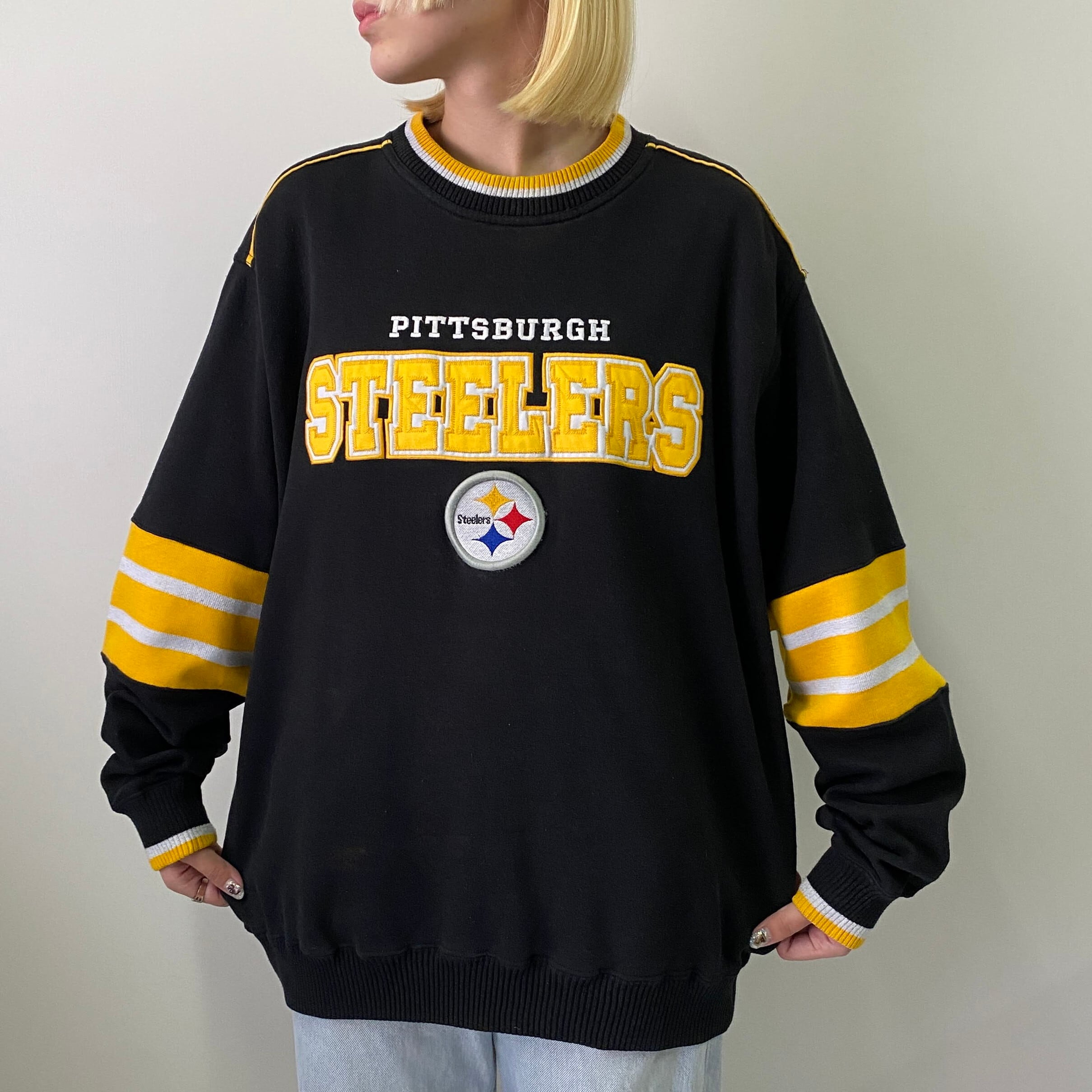 Lee リー 90年代 NFL ピッツバーグ・スティーラーズ チームロゴ 刺繍 スウェットシャツ メンズL相当 古着 Pittsburgh  Steelers 90s ビンテージ ヴィンテージ トレーナー ブラック 黒色【スウェット】 | cave 古着屋【公式】古着通販サイト