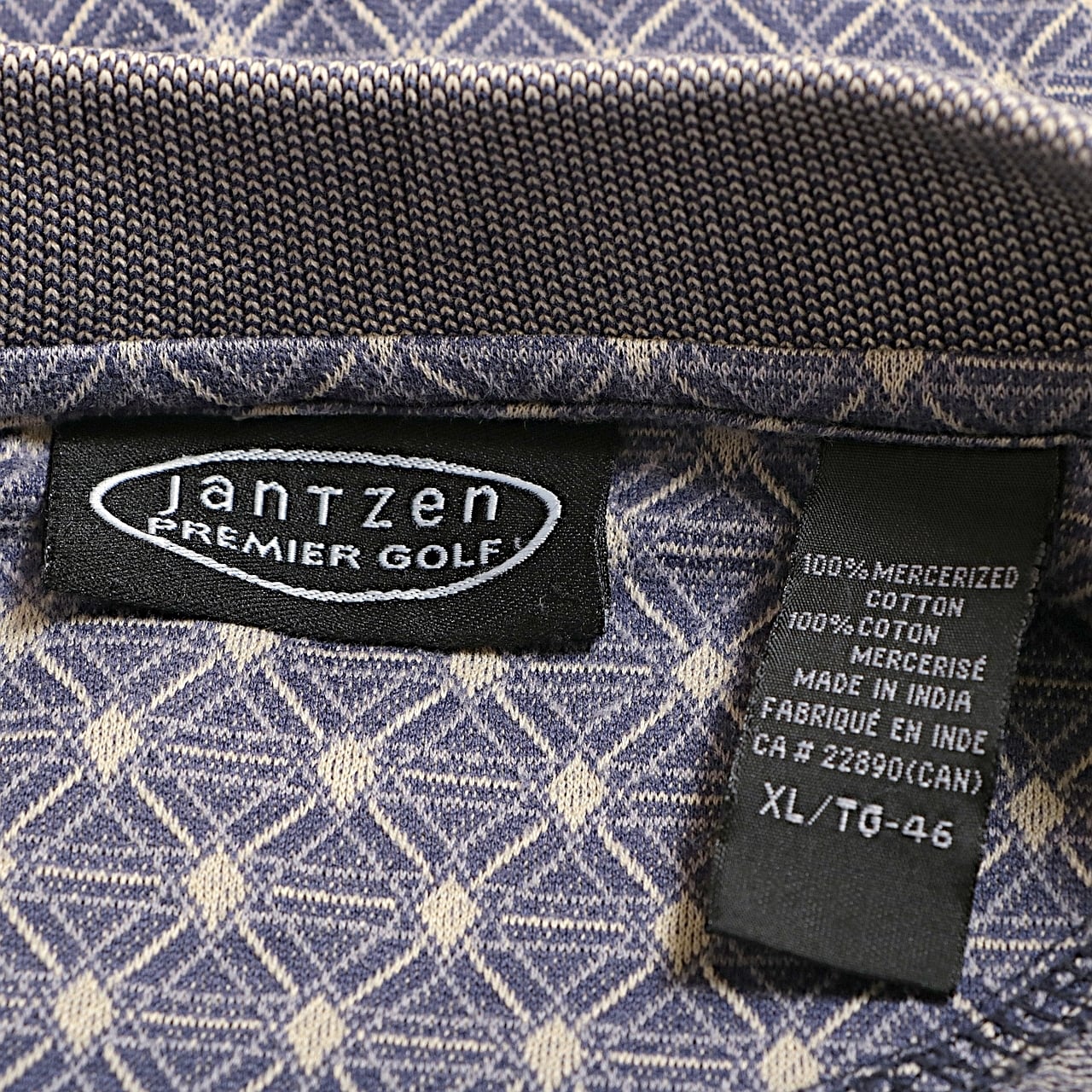 jantzen レトロ ダイヤ柄 総柄 コットン ニット ポロシャツ 古着 jantzen レトロ ダイヤ柄 総柄 コットン ニット ポロシャツ 古着