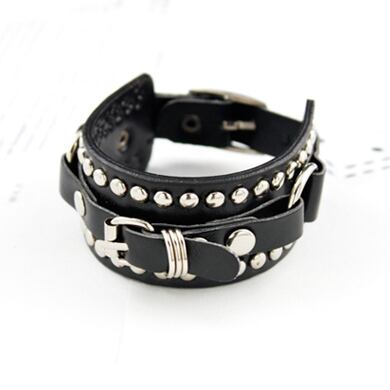 レザー ブレスレット スタッズ ブラック 黒