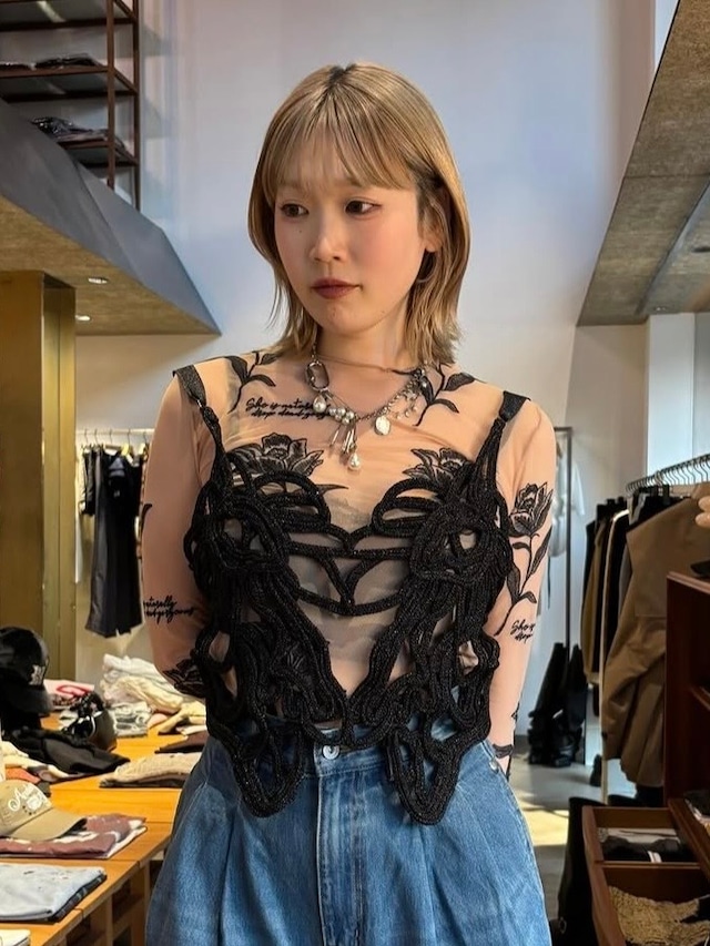 【再入荷】MUKASA ムカサ/ キャミソール 刺繍  / Embroidery Metalic Camisole
