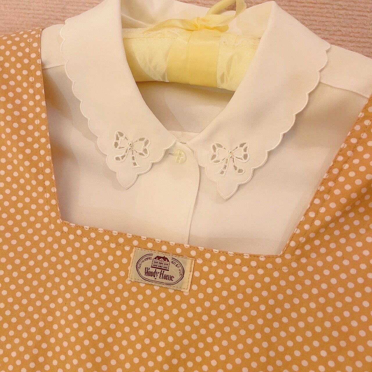 orange dot apron one-piece
