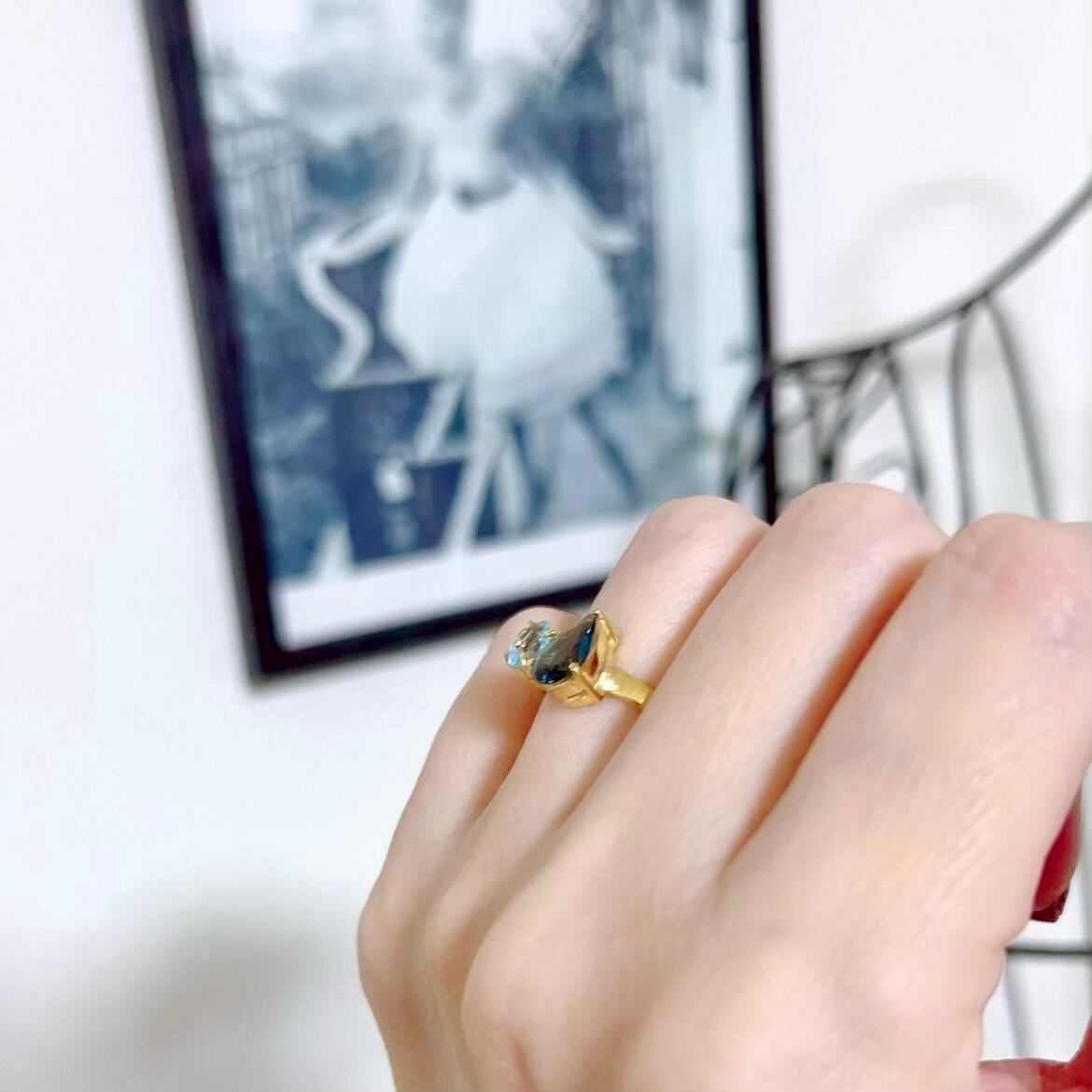 ロンドンブルートパーズ ダブルストーンリング 】#0576 | STELLA