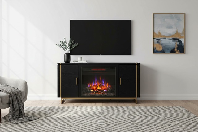 23インチ 電気暖炉 ビデンハン ブラック＆ゴールド / ロイドグランデ / 送料、開梱・組立・設置無料 / LLOYD GRANDE / ハイグレード電気暖炉シリーズ