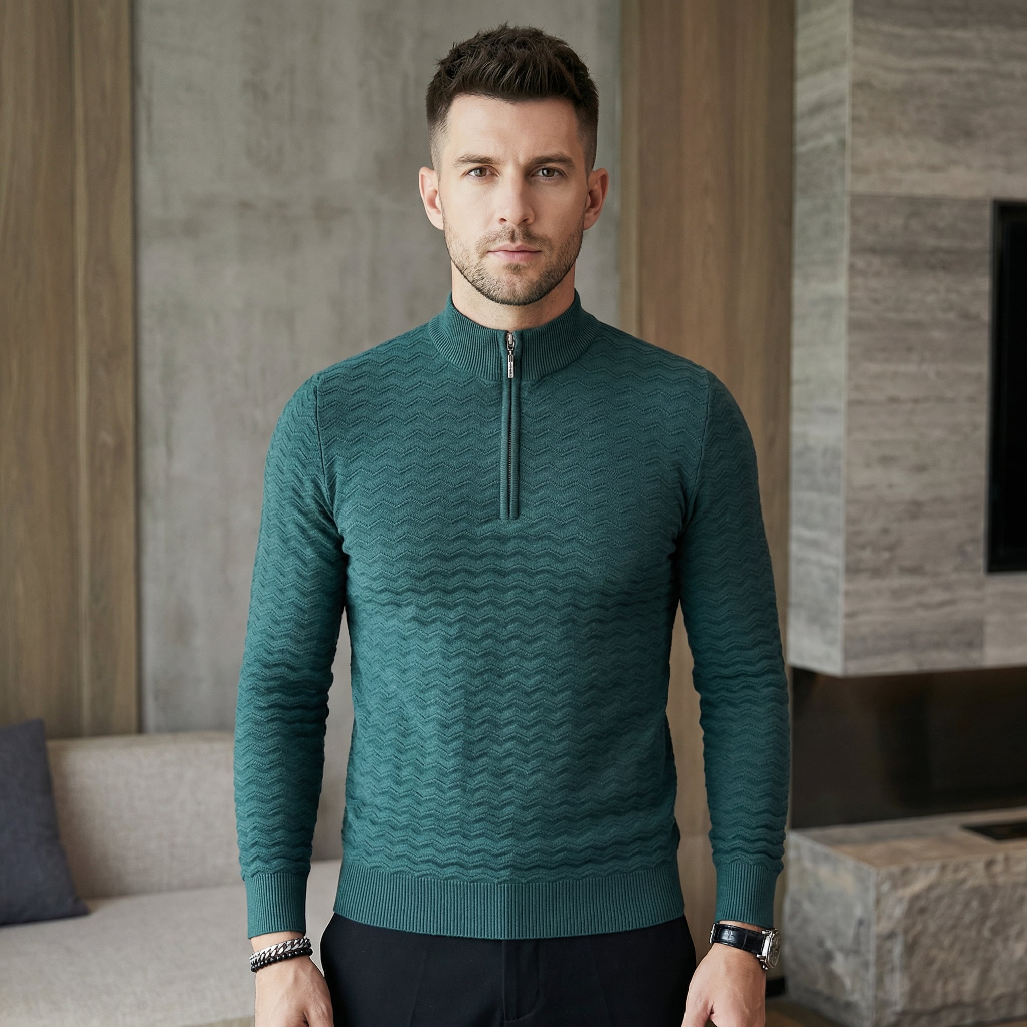 エレガントリッチジップアップニット(4color) M0885