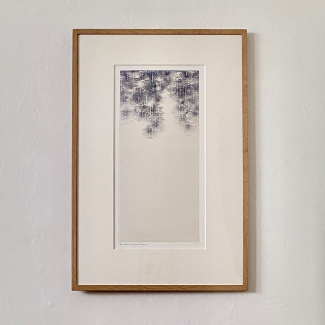 筆塚稔尚「雨のつまさき」  FUDEZUKA Toshihisa "Ripples Dance-4" / etching, Buran(with frame)