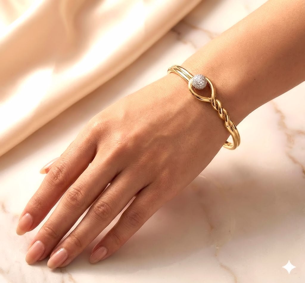 TIFFANY ティファニー ダイヤモンド ボール ツイスト バングル K18 YG