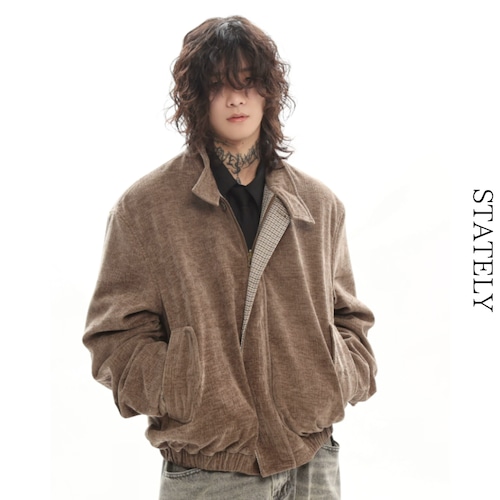 リバーシブル Corduroy チェックブルゾン_O12 画像