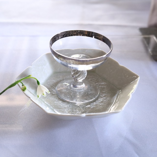 AS　前田麻美　灰青釉花七宝五寸皿