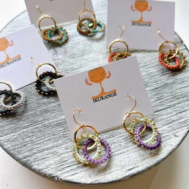 3連フープピアス【テラコッタ×ゴールド】