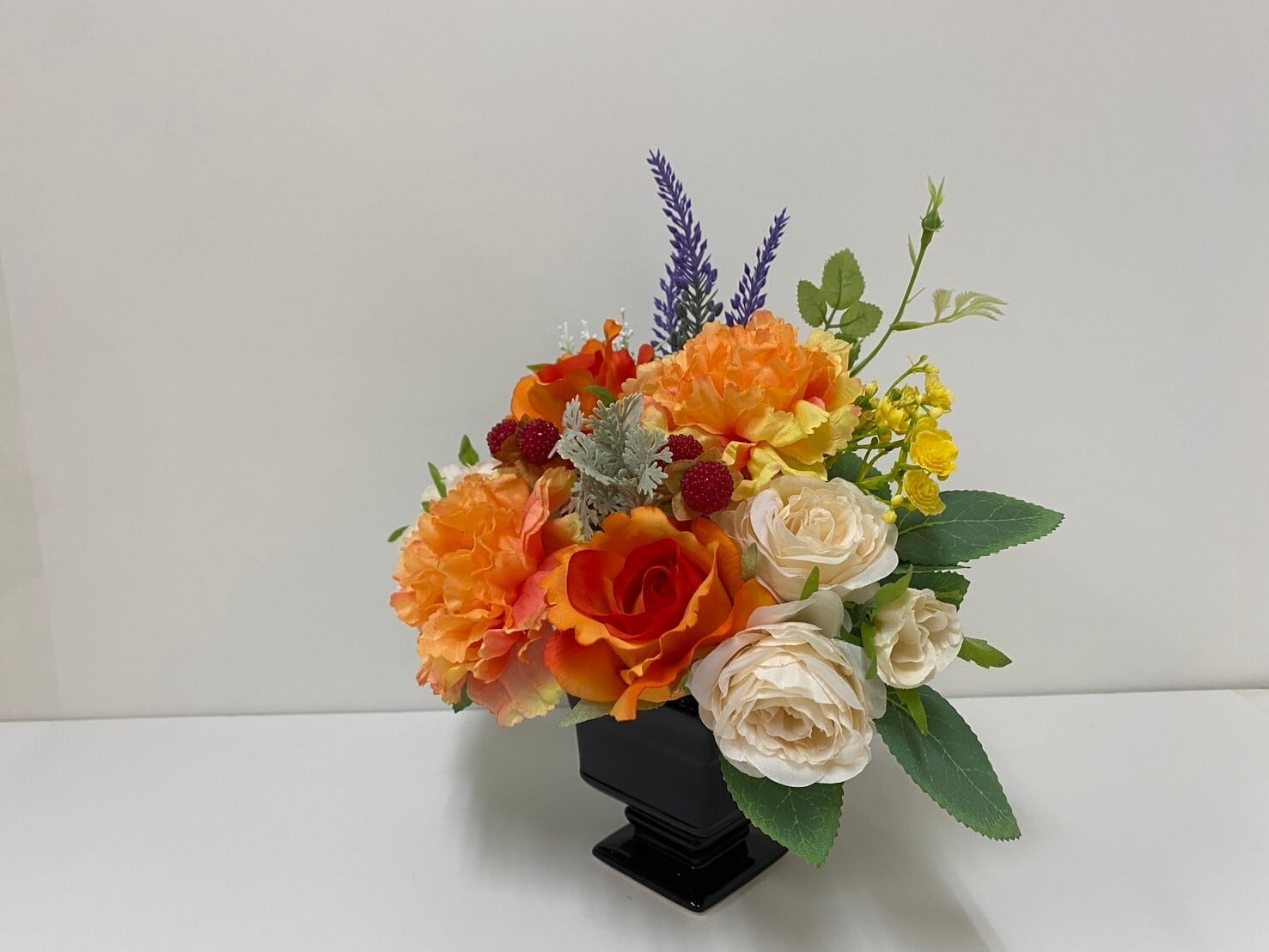 光触媒フラワーアレンジメント 置き型アソートオレンジ(サイズ23cm