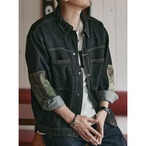 Camouflage Patchwork Design Button Front Work Jacket ◇3color H0774