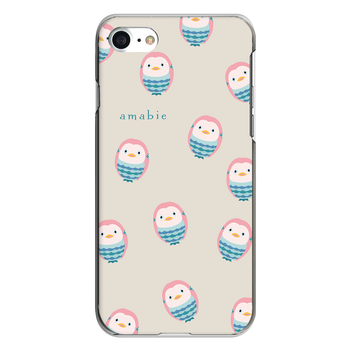 iPhone対応 スマホ ハードケース クリア アマビエ ベージュ いっぱい 伝統 日本 デザイナーズ 【iPhone17 / iPhone16e / AQUOS / Xperia 他 iPhone / Android ほぼ全機種対応】 |desr3600