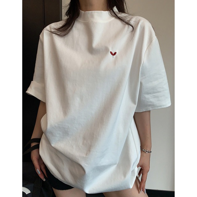 one point heart short sleeve tee　ワンポイントハート半袖ティー　J2056