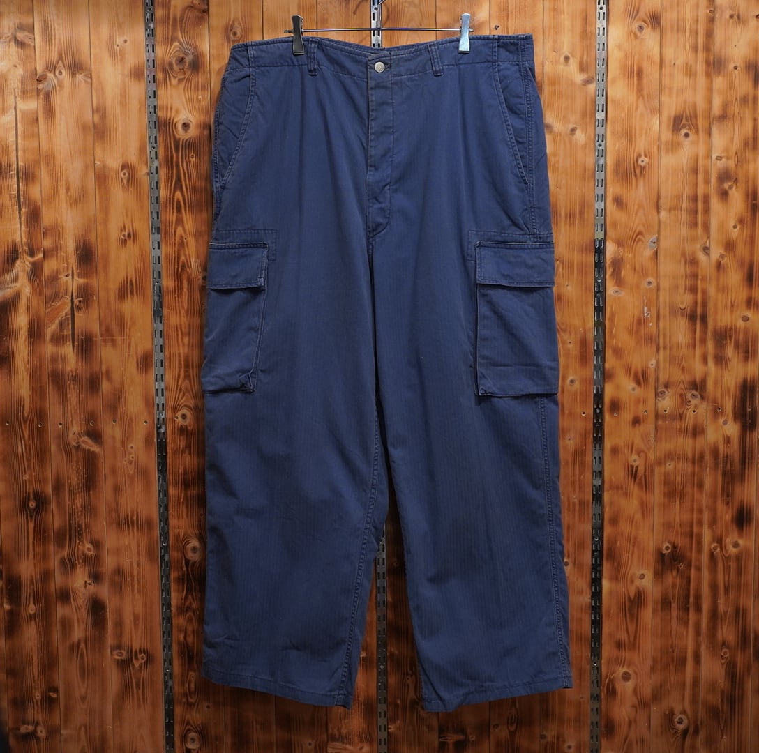 90s RRL USA製 ヘリンボーン カーゴパンツ W36 /ralphlauren ラルフローレン 初期タグ 黒タグ ネイビー