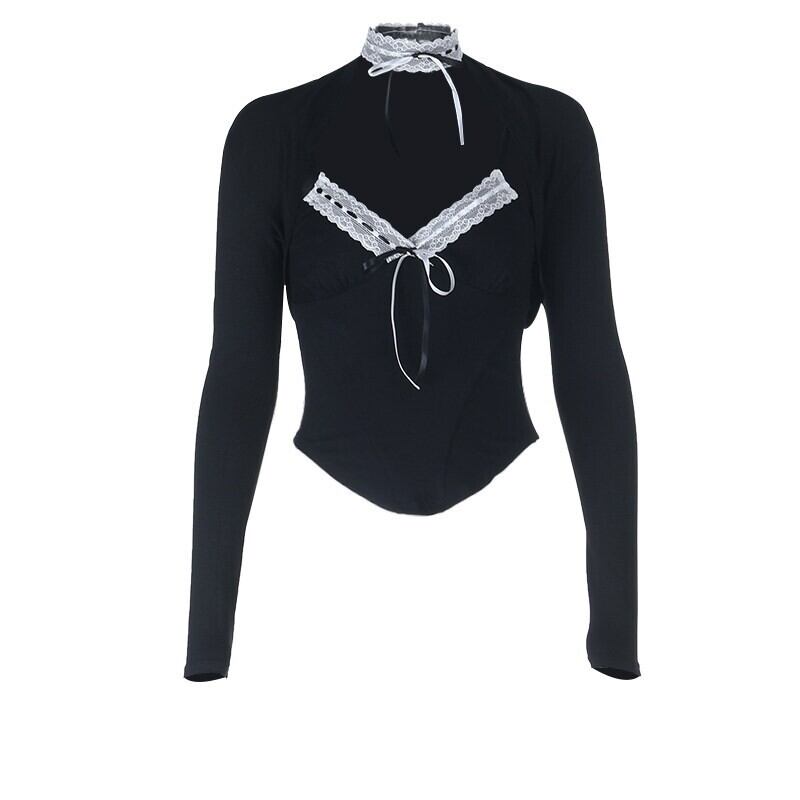 Lace ribbon tops r0194