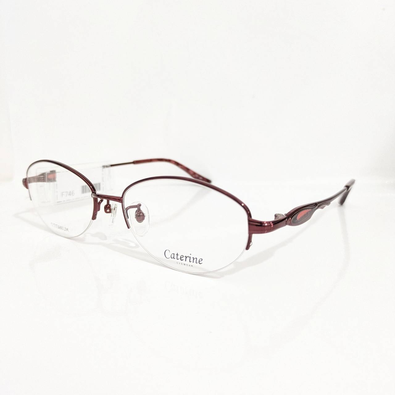 【caterine】オーバルナイロールフレーム ワインレッド
