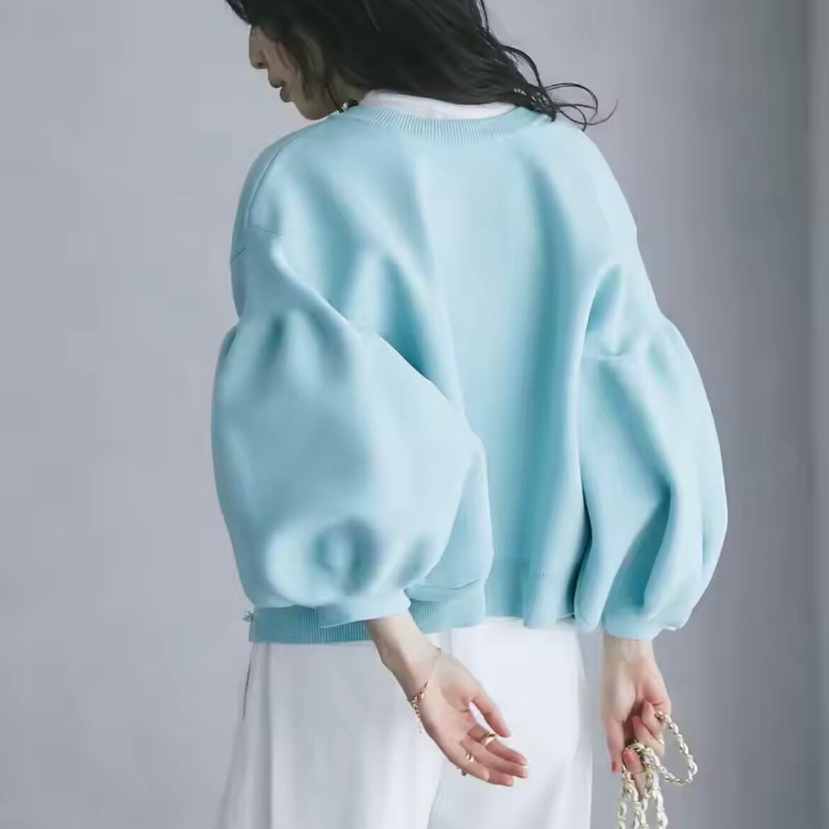 lantern sleeve knit cardigan