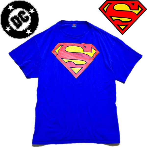 1点物 DCコミックス青スーパーマンプリントTシャツ古着メンズXL