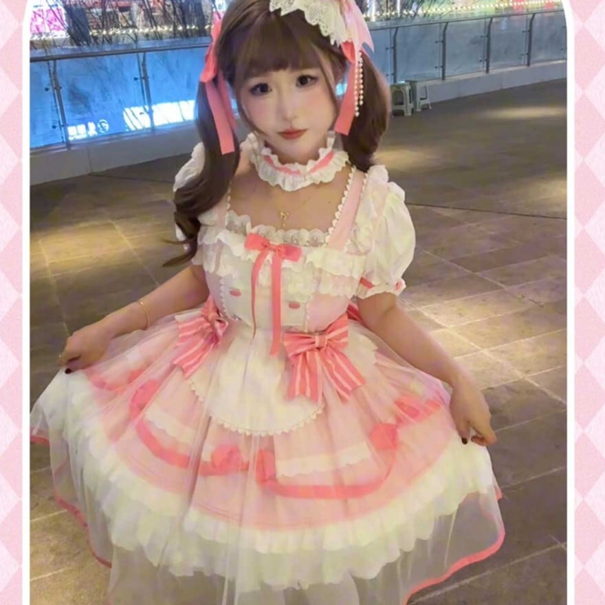 アイドル衣装 スカートカバー レース コンカフェ衣装 イベント ピンク