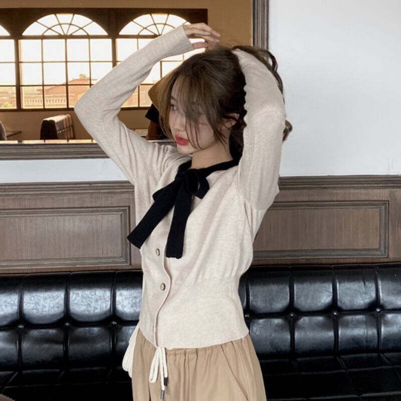 スプリングスタイルスリムショートトップス レディース長袖スリーブカーディガンセーター ジャケット ロング 春物 YY-ファッション87402047669