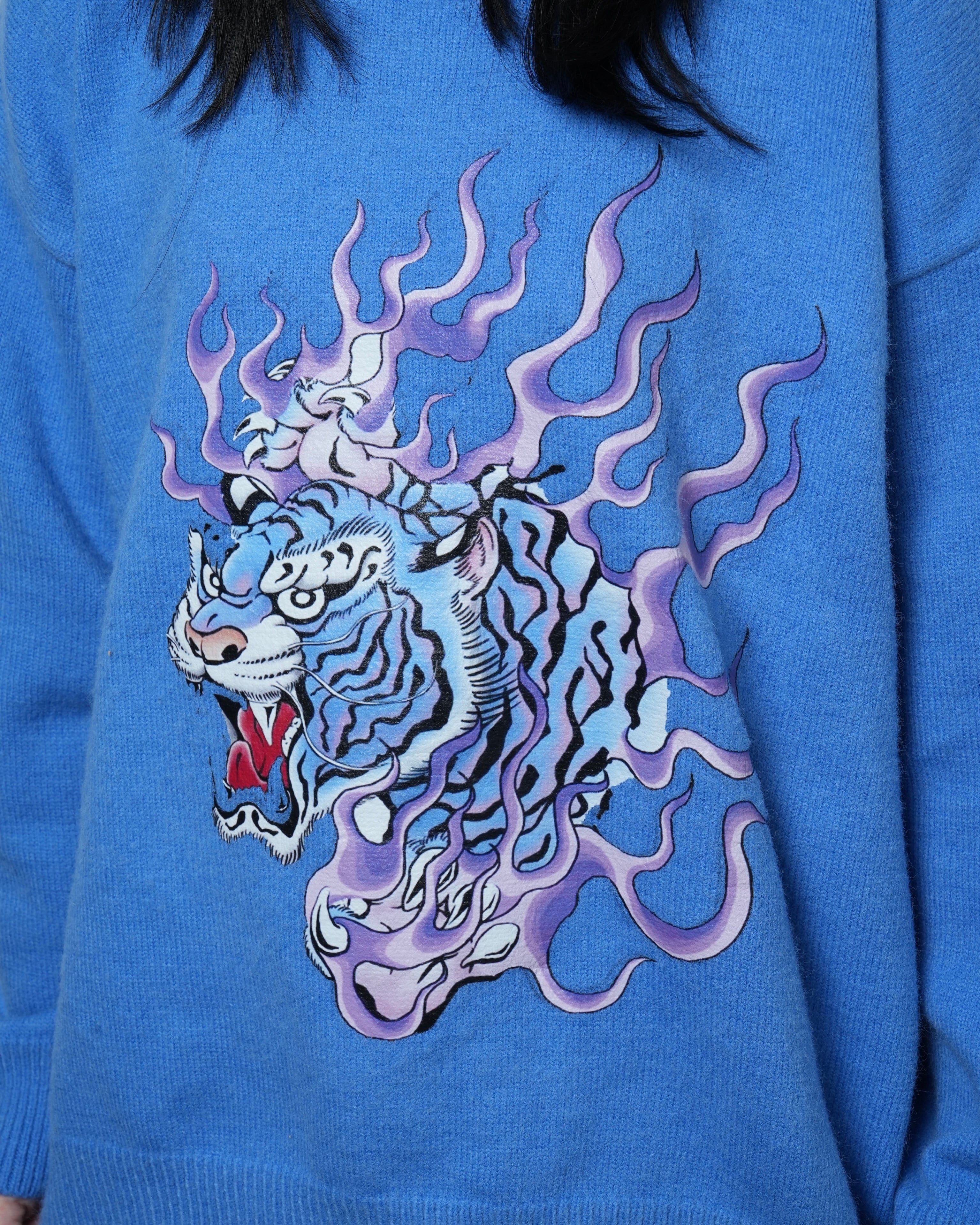 Fire Tiger knit/blue | チュウカタベタイ