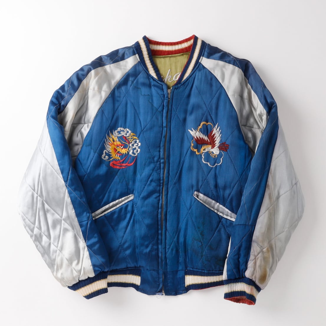 ビンテージミリタリースカジャン 美品】50s special souvenir jacket vintage U.S. military satin