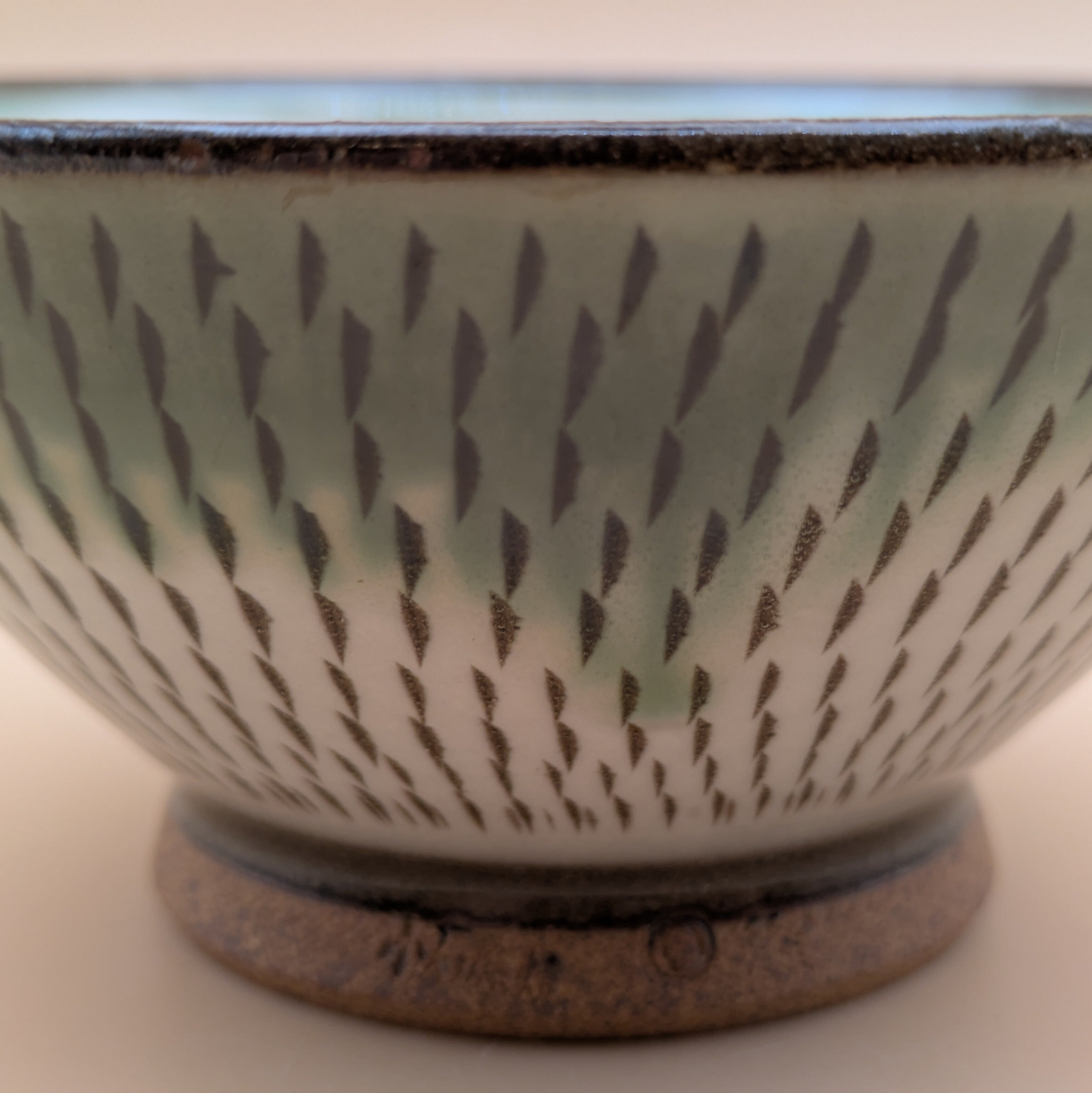小石原焼】 茶碗 11.6cm （緑釉流し掛け 白釉 飛び鉋） ご飯茶碗 お