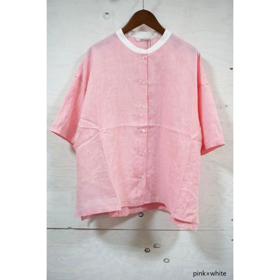 nachukara(ナチュカラ）シャンブレーリネン バンドカラーワイドシャツ【日本製】