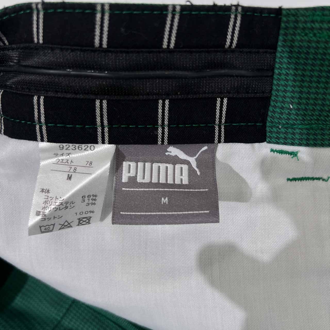PUMA プーマ 千鳥格子 ストレッチ スラックスパンツ M /メンズ/ゴルフ/グリーン