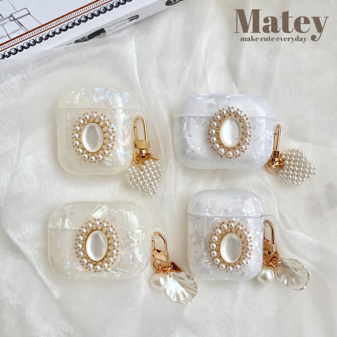Matey original♡ パールビジュー付クリスタルデザインケース【AirPods 1,2 / pro / 3】