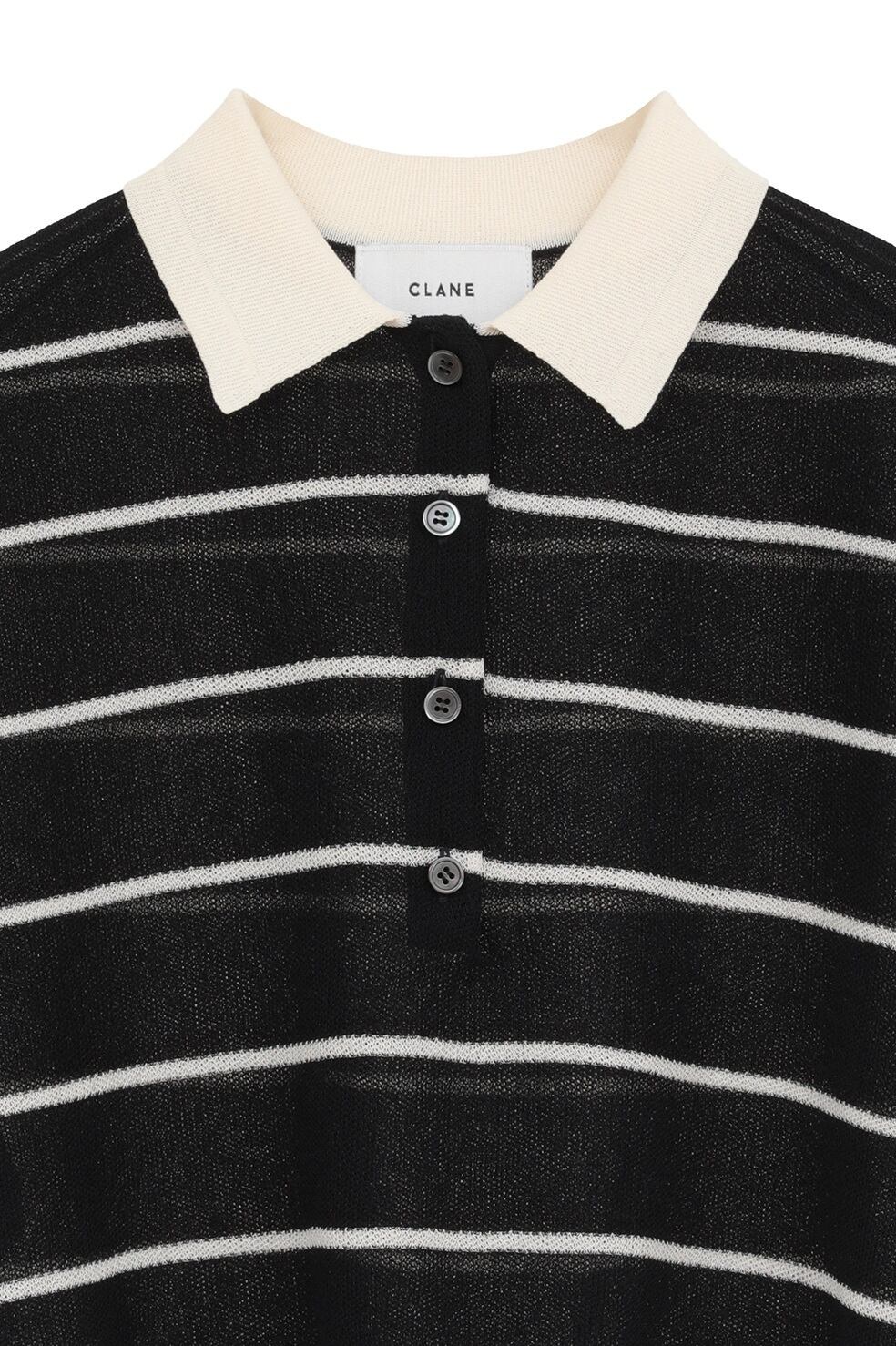 CLANE(クラネ) SPONGY SHEER POLO KNIT TOPS NAVY | サウスオレンジ