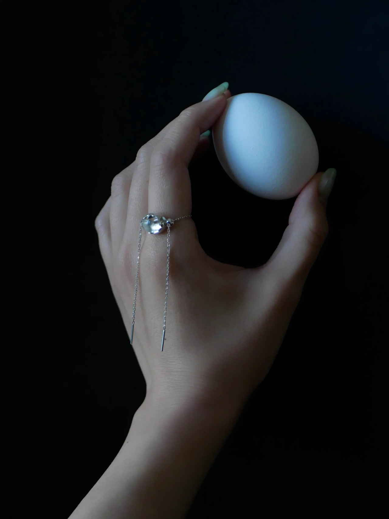 RITSUKO KARITA｜Chain onyx・crystal ring｜Silver925 チェーンリング オニキス・水晶