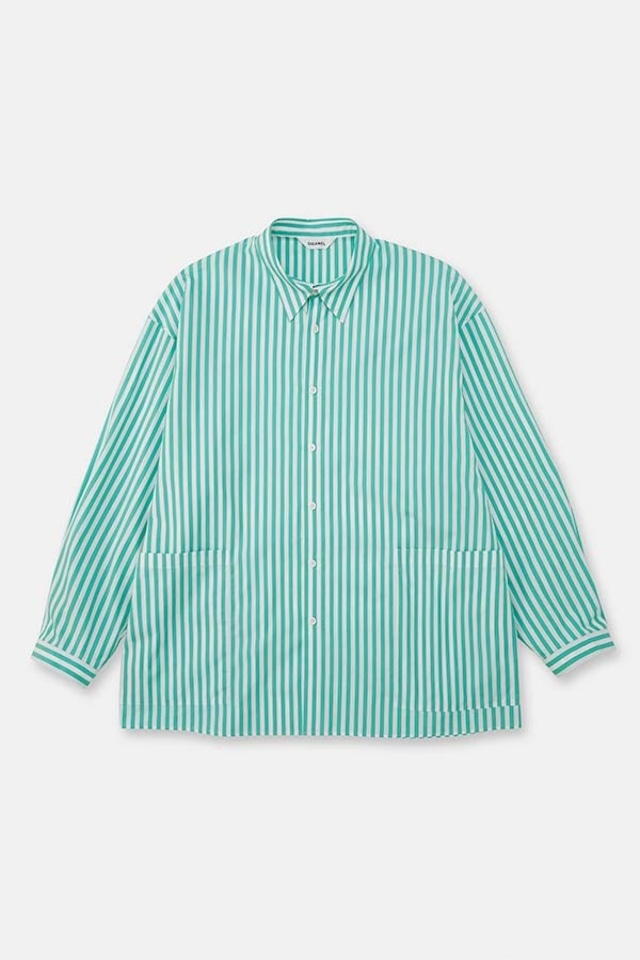 DIGAWEL / Side pocket L/S shirt① stripe(AQUA GREEN)