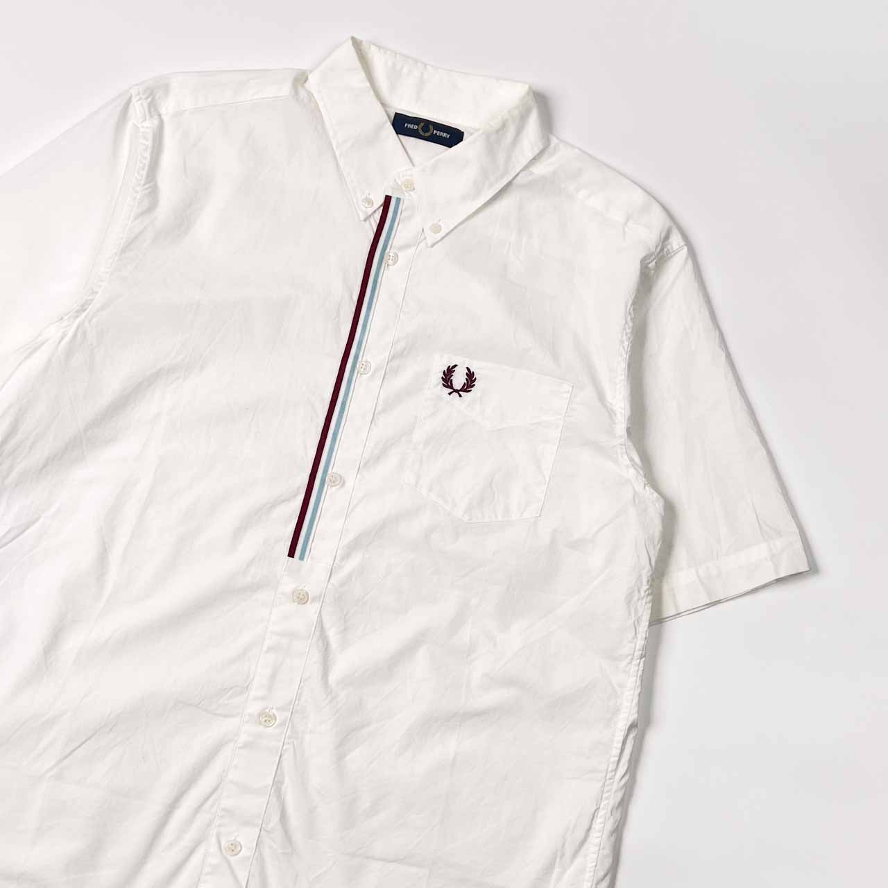 FRED PERRY フレッドペリー BD ボタンダウン 半袖シャツ L/ホワイト メンズ