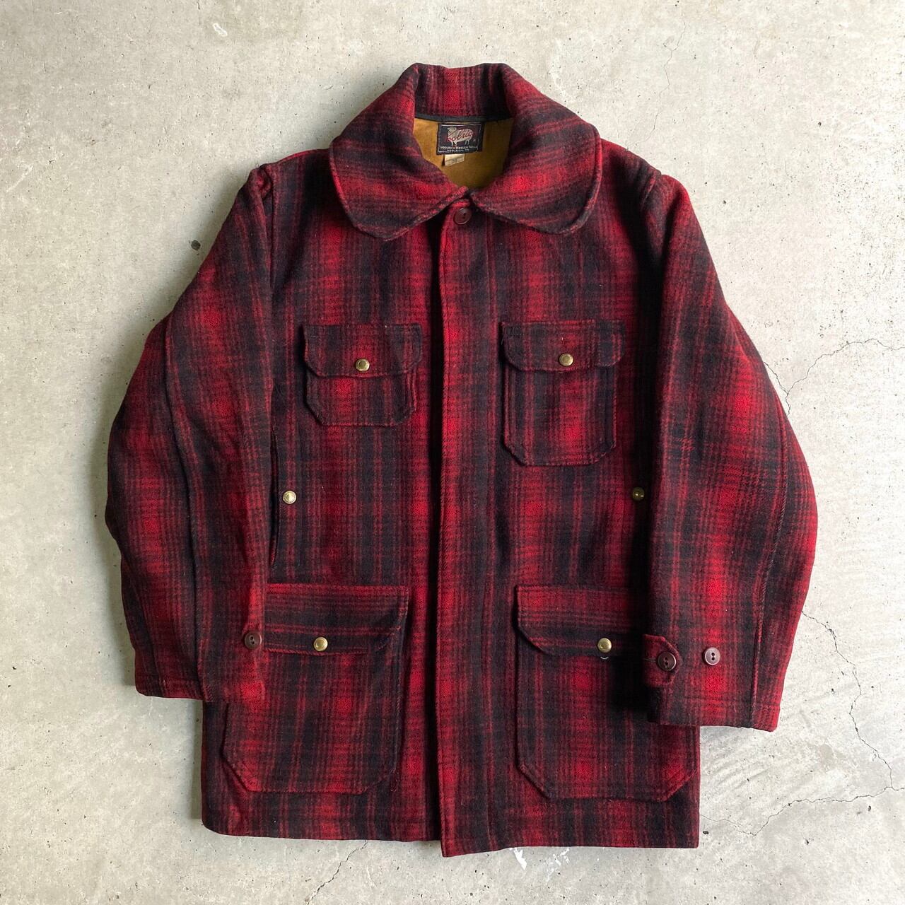 50年代 ビンテージ 黒タグ WOOLRICH ウールリッチ チェック柄 ウール ハンティングジャケット メンズM相当 古着 50s ヴィンテージ  レッド系 赤色 【コート】【CS2209a-30】【CS2211-30】【CS2212-30】 | cave 古着屋【公式】古着通販サイト