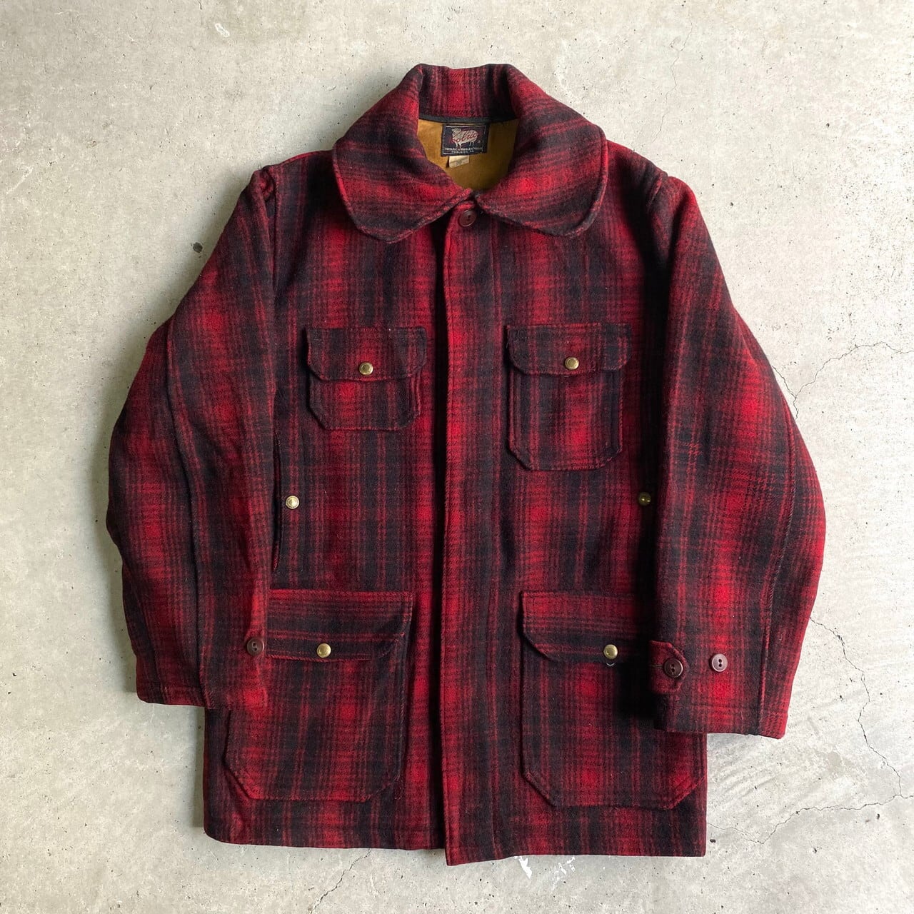 50年代 ビンテージ 黒タグ Woolrich ウールリッチ チェック柄 ウール ハンティングジャケット メンズm相当 古着 50s ヴィンテージ レッド系 赤色 コート Cs29a 30 Cave 古着屋 公式 古着通販サイト