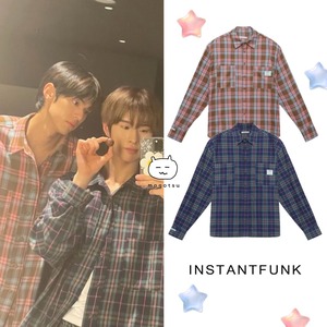 ★TWS ドフン / ギョンミン 着用！！【INSTANTFUNK】Trolls Oversized checked shirt - 2COLOR